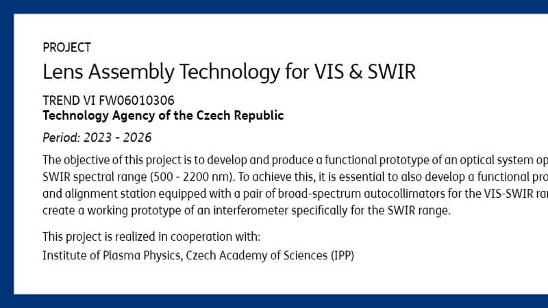 Lens Assembly Technology for VIS SWIR